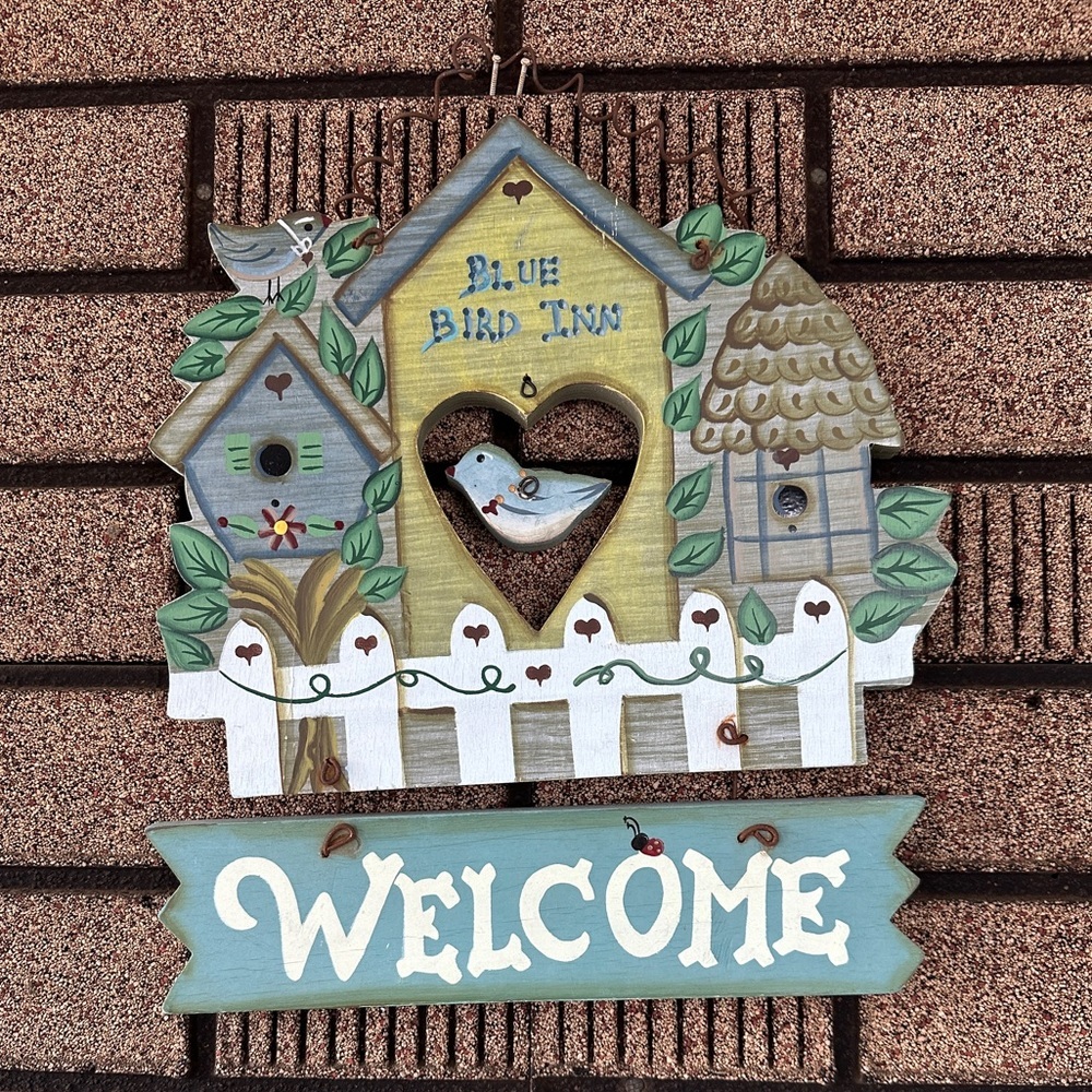 Vtg Blue Bird Inn Decorative Wood Wall Sign